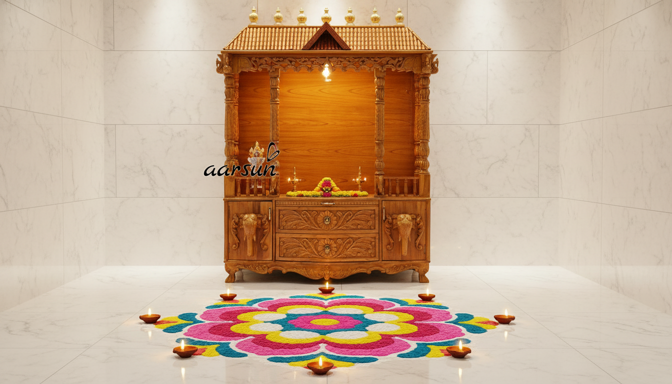 Modern Wooden Pooja Space